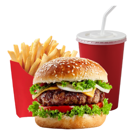 Punjabi Beef Burger + Chips + Drinks